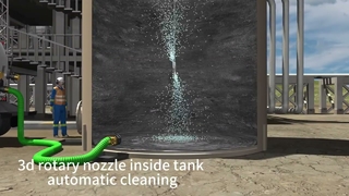 Industrial oil tank cleaning, reactor cleaning with high pressure water jetting  3D rotary nozzle